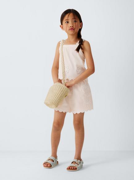 John Lewis Kids' Embroidered Palms Shorts, Cream - view 2, Cream