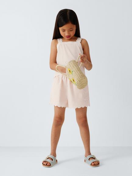 John Lewis Kids' Embroidered Palms Top, Cream - view 2, Cream