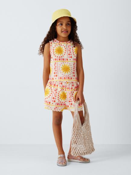 John Lewis Kids' Sun Print Sleeveless Top, Multi - view 2, Multi
