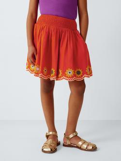John Lewis Kids' Embroidered Floral Hem Skirt, Multi, Multi