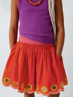 John Lewis Kids' Embroidered Floral Hem Skirt, Multi - view 2, Multi