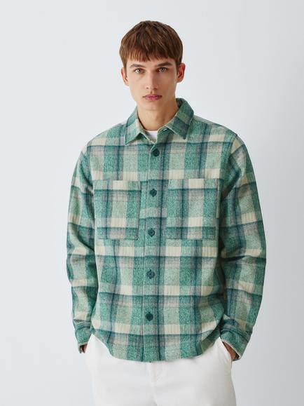 Kin Check Cotton Overshirt, Green