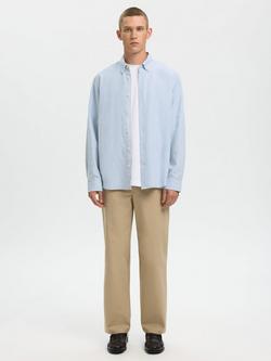 Selected Regular Fit Long Sleeve Linen Shirt, Dusty Blue - view 2, Dusty Blue