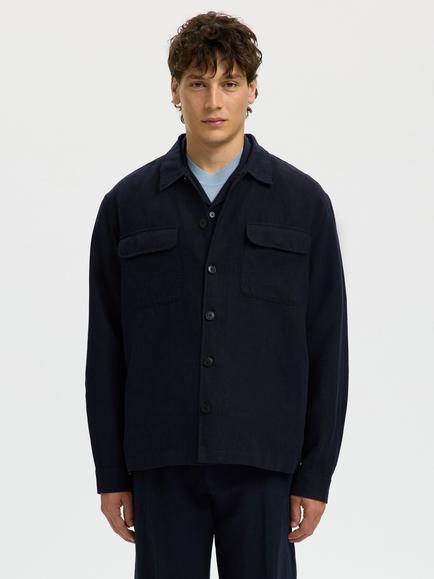 Selected Linen Rich Overshirt, Sky Captain, Sky Captain
