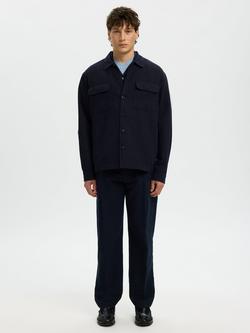 Selected Linen Rich Overshirt, Sky Captain - view 2, Sky Captain