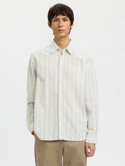 Selected Seersucker Shirt, Egret Balsam Green, Egret Balsam Green