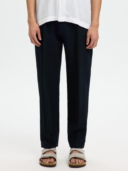 Selected Linen Rich Straight Leg Trousers, Sky Cpatain - view 2, Sky Captain