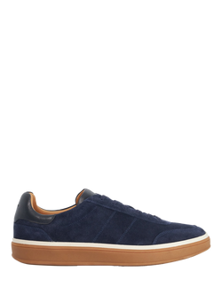 Dune London Tony Lace Up Suede Trainers, Navy