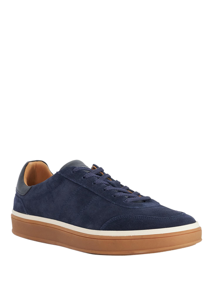 Dune London Tony Lace Up Suede Trainers - view 2, Navy