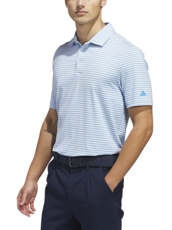 adidas Men's Performance Two-Colour Stripe Polo Shirt, Blue/Multi, Blue/Multi