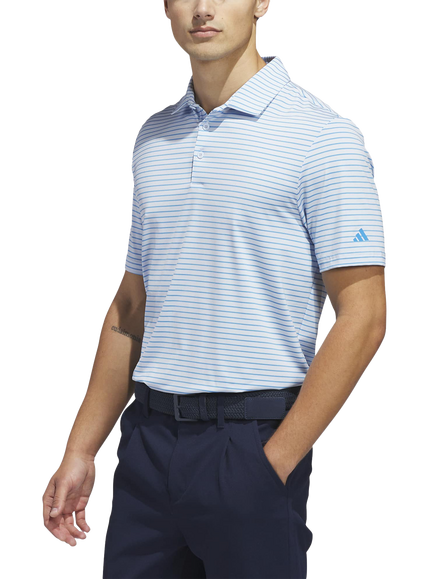 adidas Men's Performance Two-Colour Stripe Polo Shirt, Blue/Multi, Blue/Multi