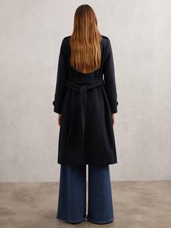 Reiss Farley Wool Blend Double Breasted Coat, Navy - view 2, Navy