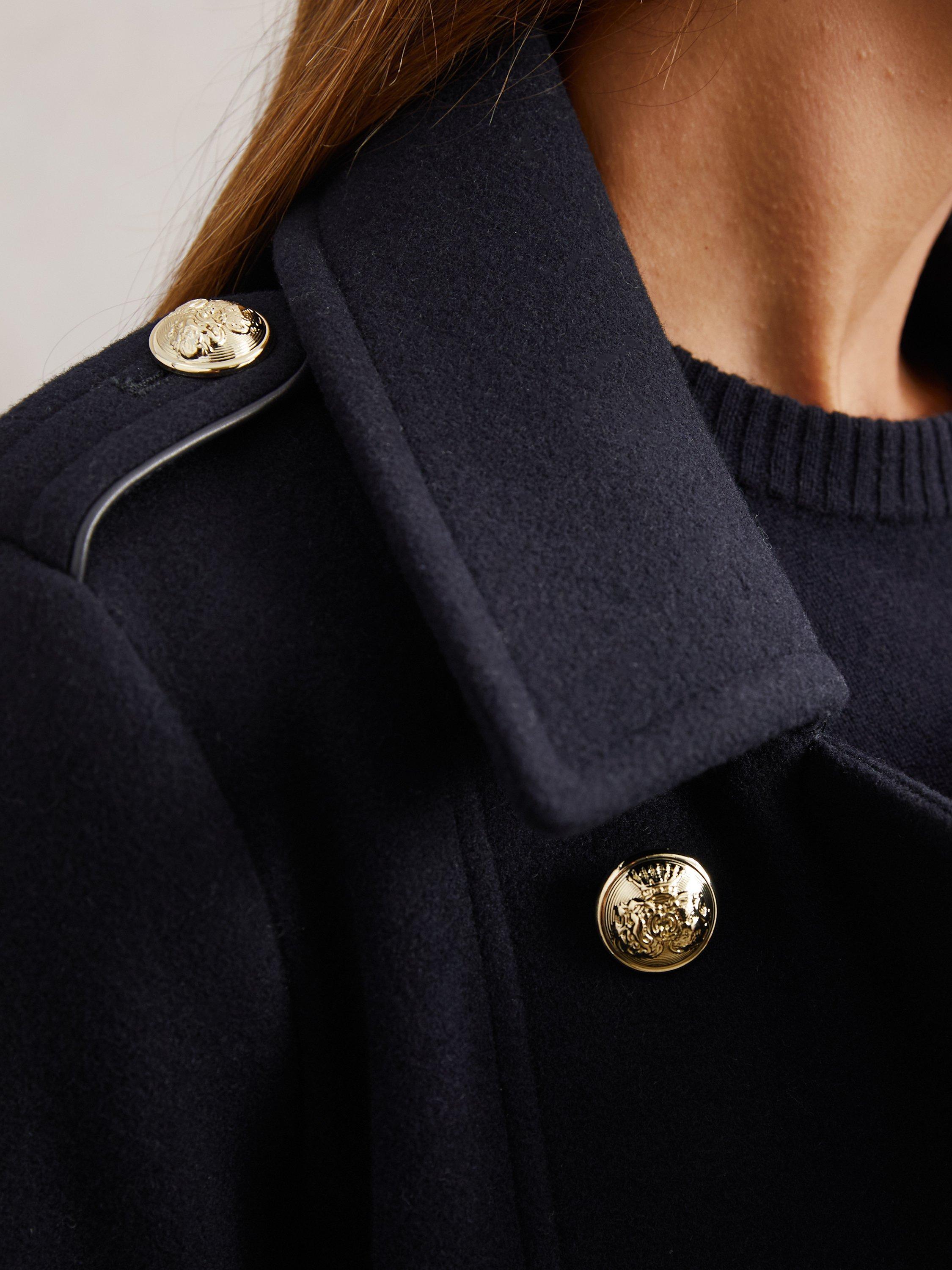 Product image 4 of 5, which shows Reiss Farley Wool Blend Double Breasted Coat, Navy, 6