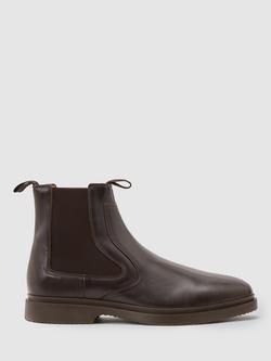 Reiss Jagger Leather Chelsea Boots, Dark Brown, Dark Brown