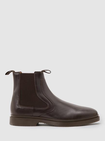 Reiss Jagger Leather Chelsea Boots, Dark Brown, Dark Brown