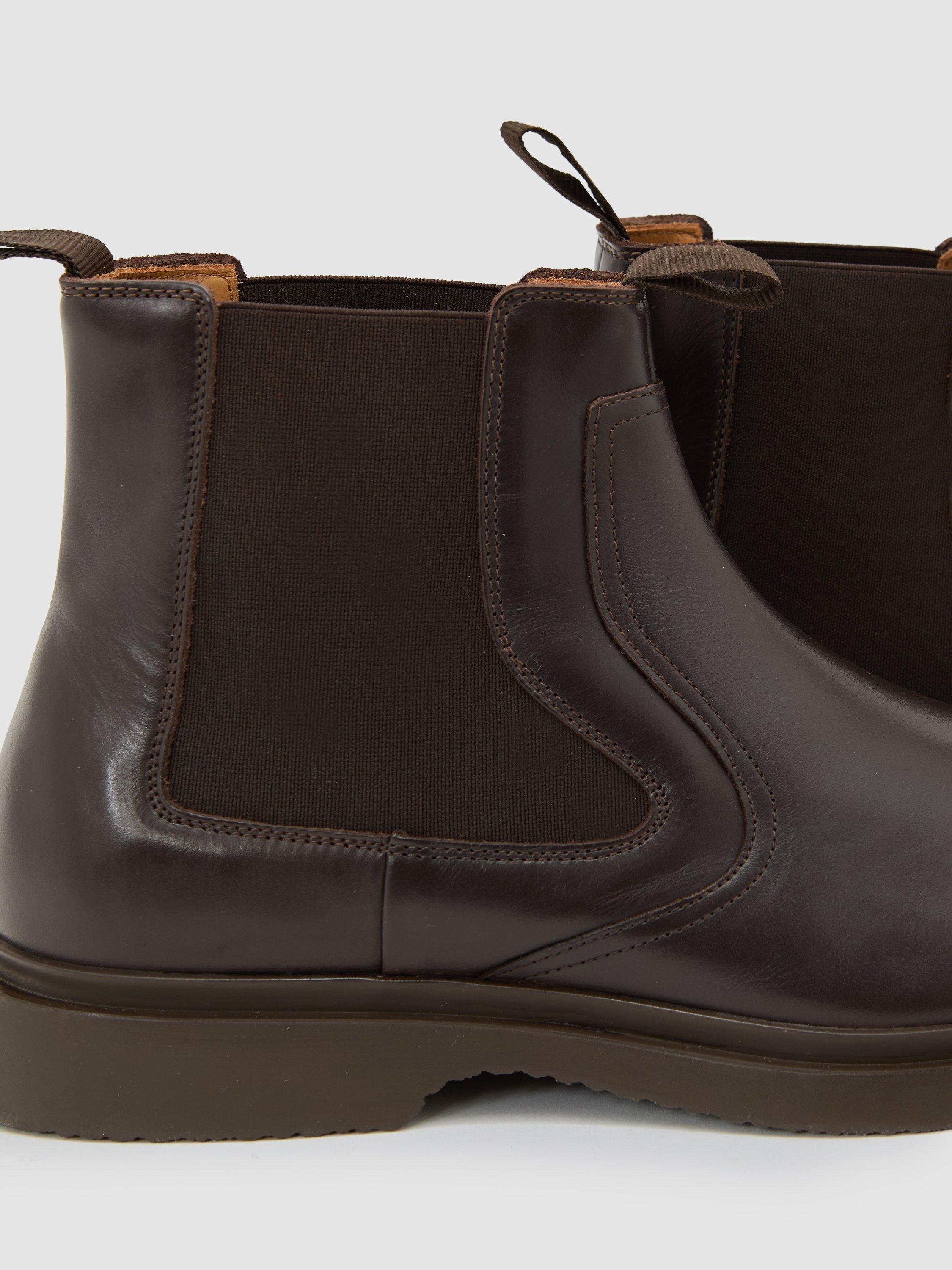 Product image 2 of 5, which shows Reiss Jagger Leather Chelsea Boots, Dark Brown, 7