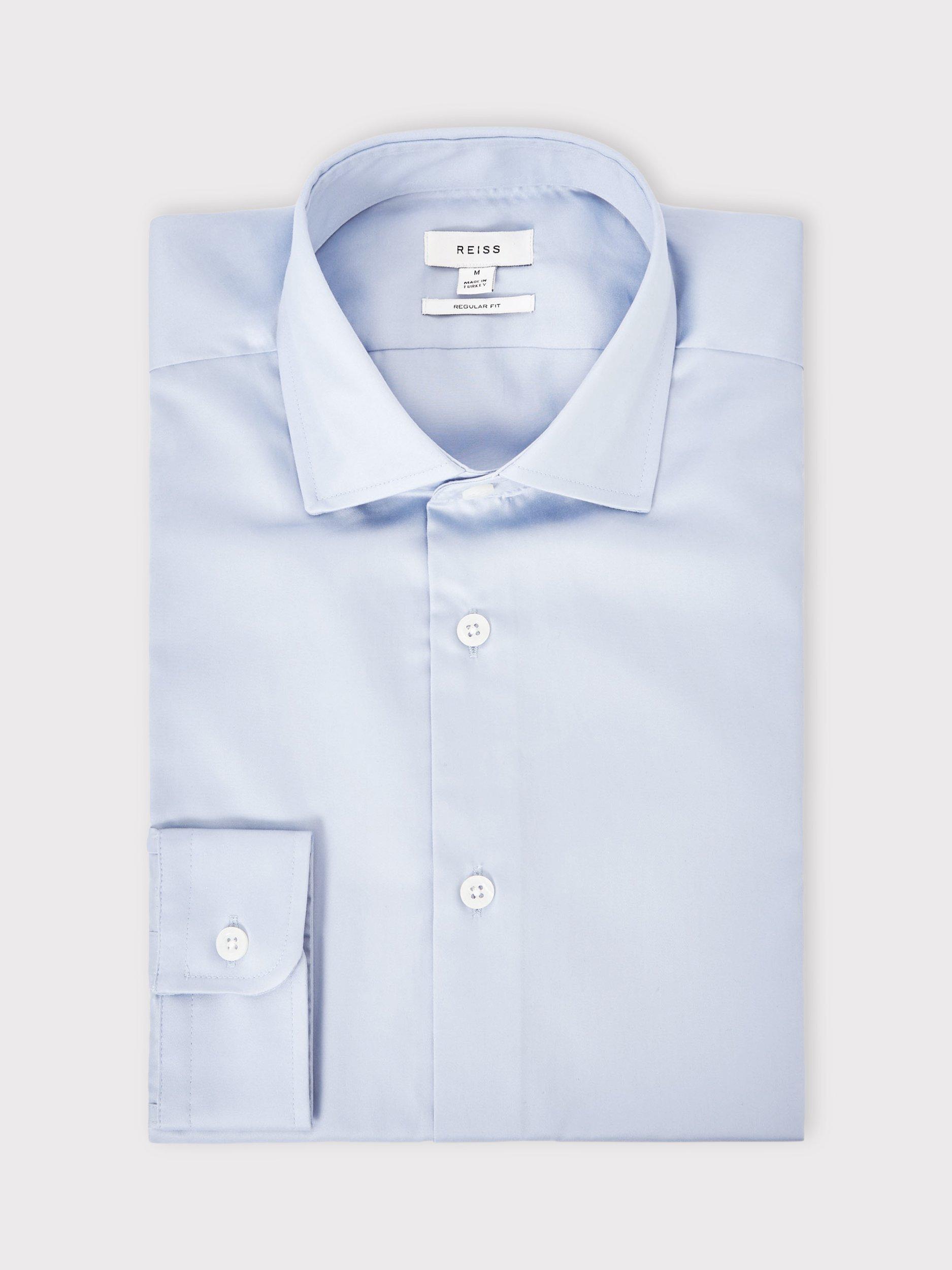 Product image 3 of 5, which shows Reiss Remote Regular Fit Cotton Shirt, Light Blue, XS