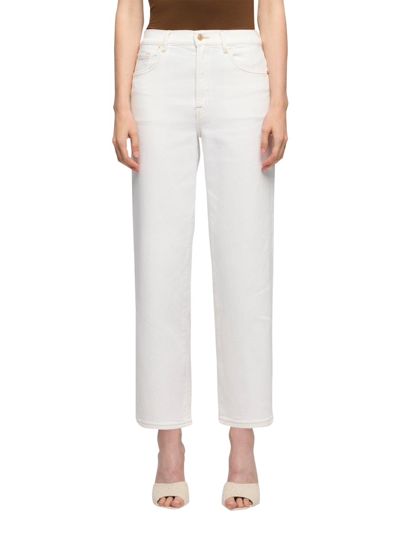 Product image 1 of 6, which shows 7 For All Mankind Stovepipe Straight Ankle Jeans, White, 26