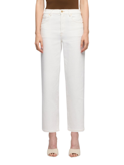 7 For All Mankind Stovepipe Straight Ankle Jeans, White
