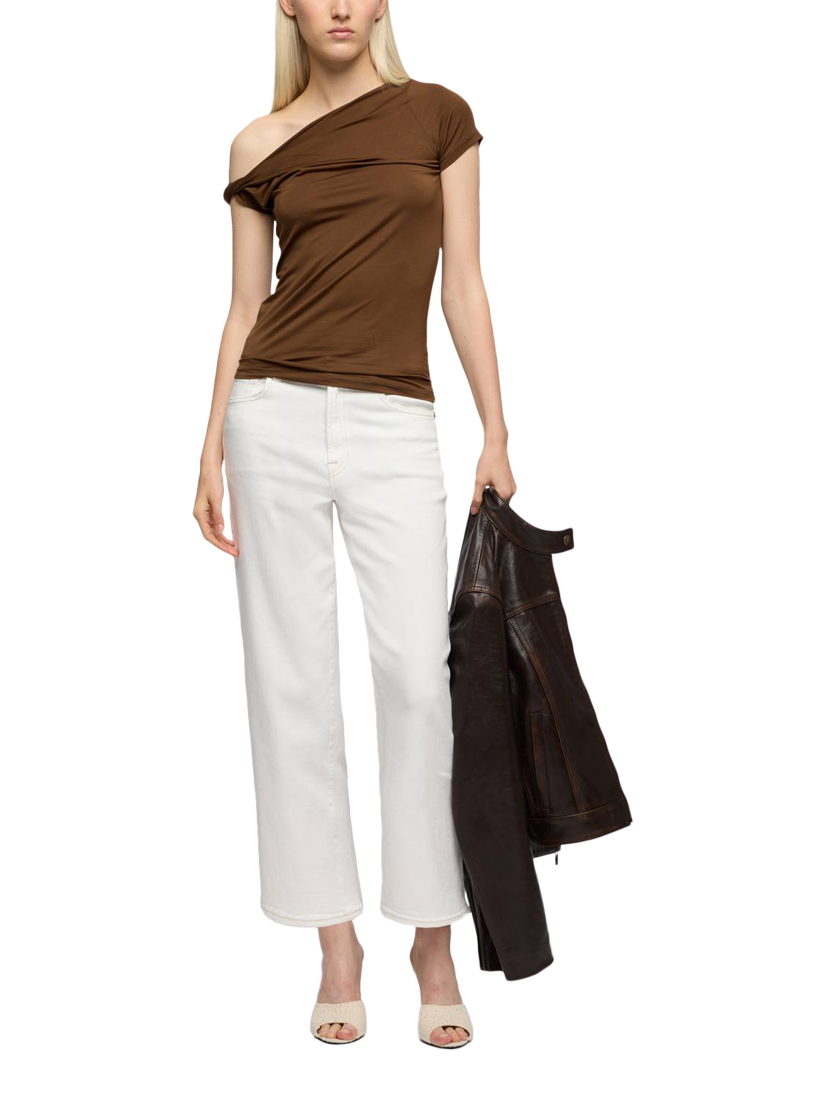 Product image 3 of 6, which shows 7 For All Mankind Stovepipe Straight Ankle Jeans, White, 26