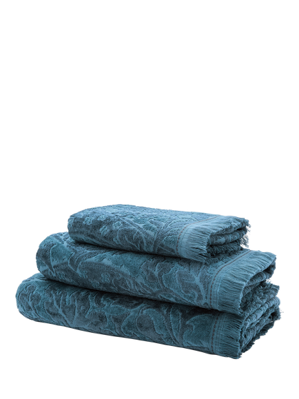 Morris & Co.Jacquard Fringed Towels, Blue - view 2, Blue