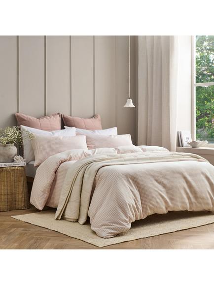 Christy Gingham Check Duvet Cover Set, Pink