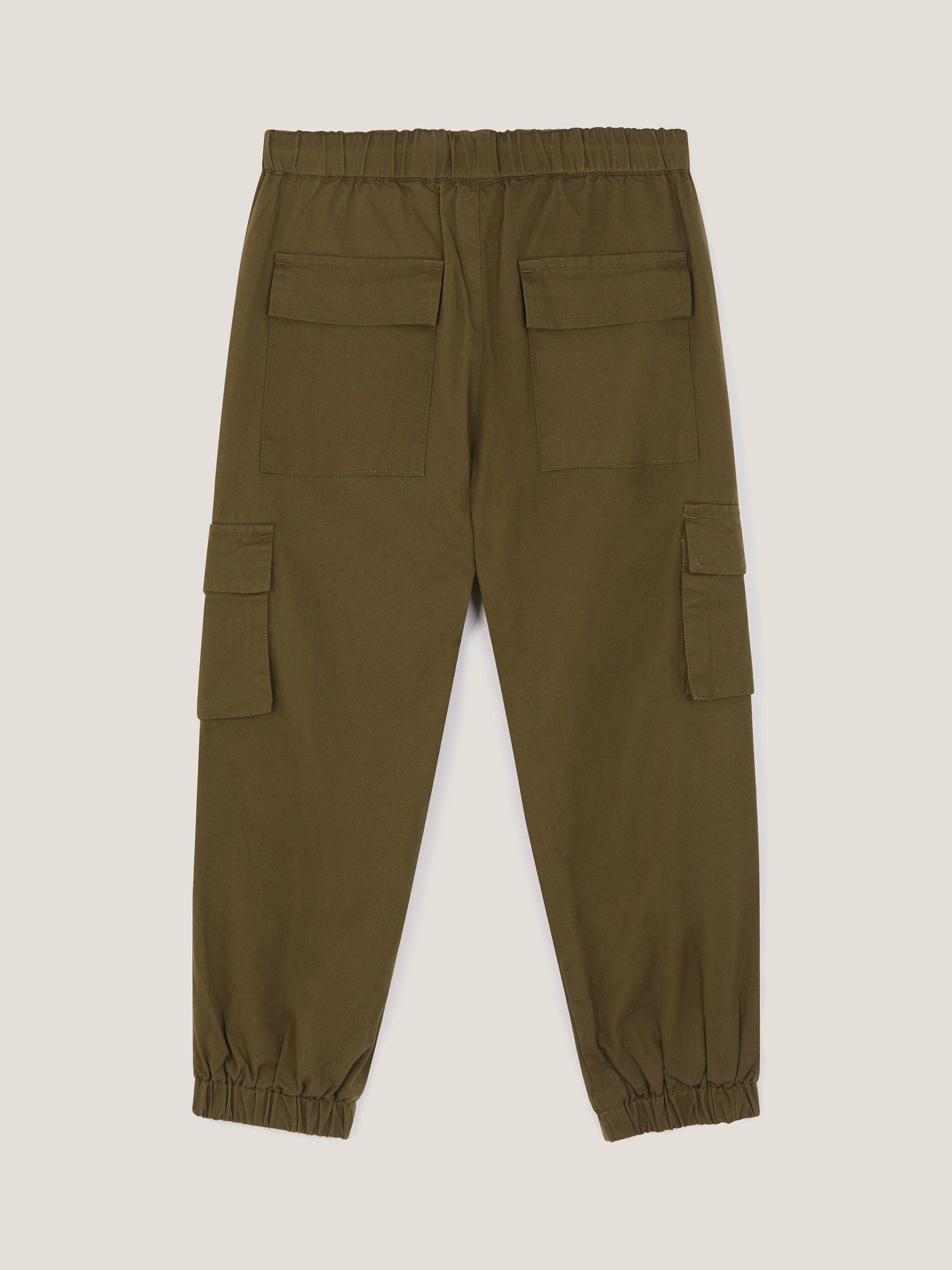 Product image 2 of 3, which shows Monsoon Kids' Cotton Blend Cargo Trousers, Khaki, 2-3 years