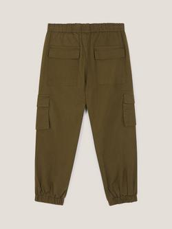 Monsoon Kids' Cotton Blend Cargo Trousers, Khaki - view 2, Khaki