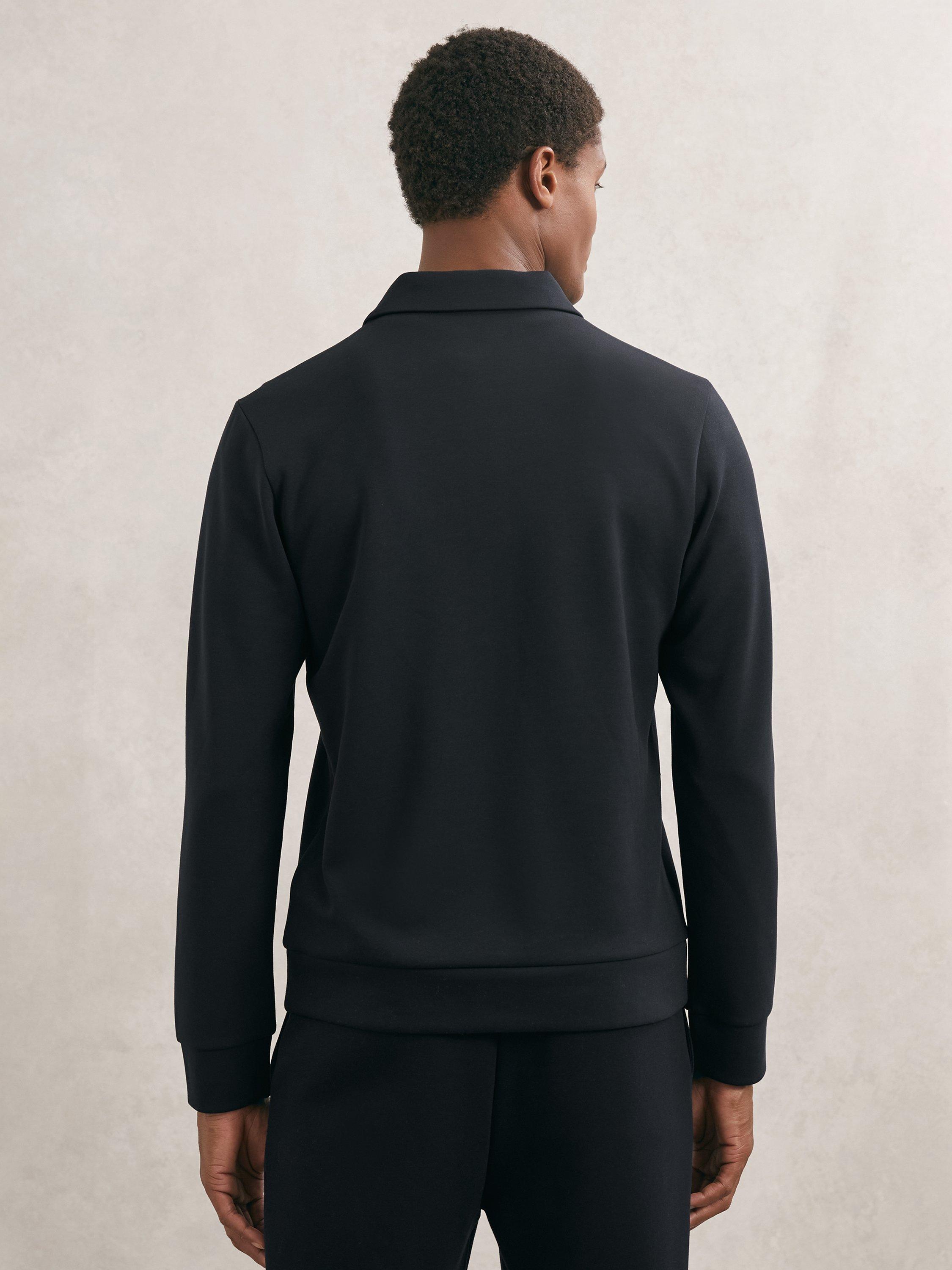 Product image 2 of 5, which shows Reiss Prince Interlock Half Zip Polo Sweatshirt, Navy Blue, XS