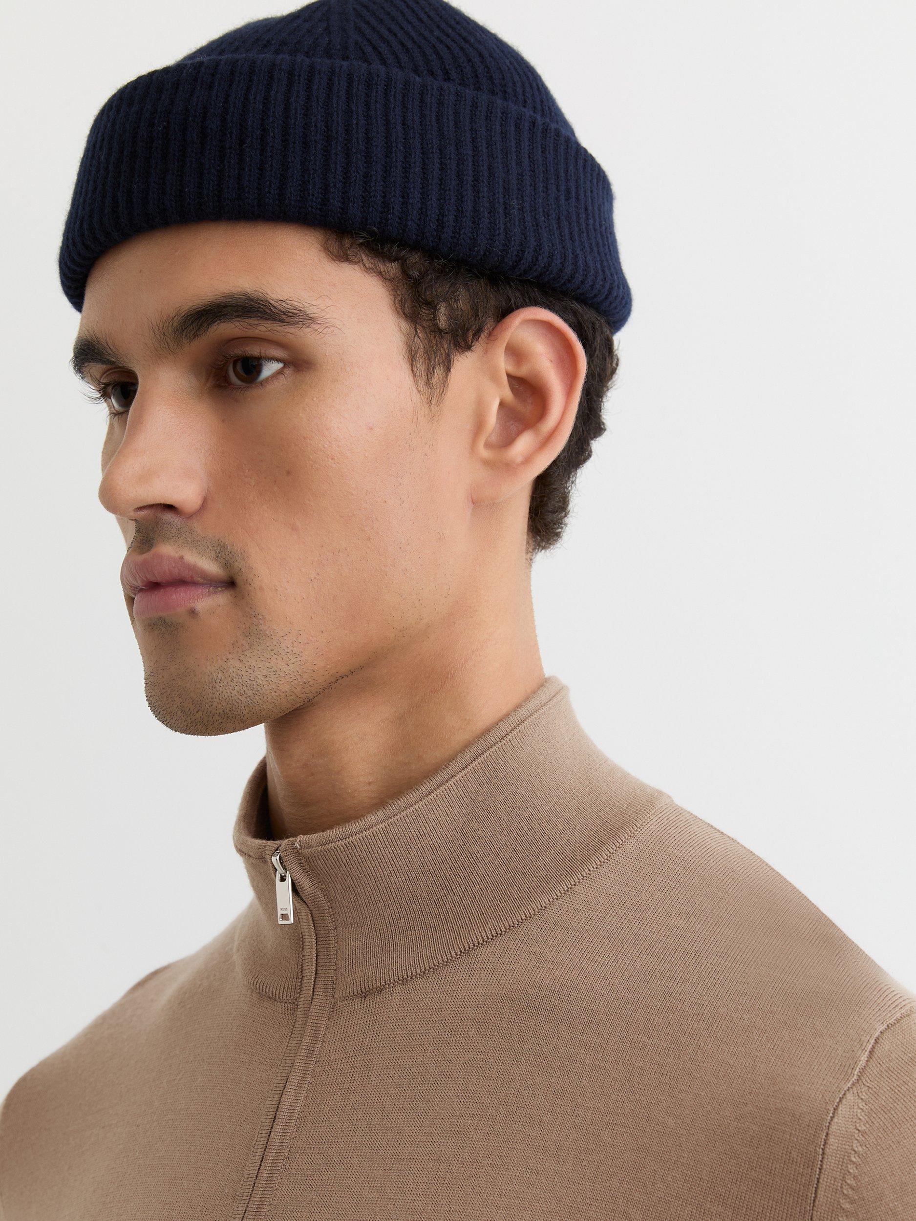 Product image 5 of 5, which shows Reiss Blackhall Merino Wool Half Zip Jumper, Camel Brown, XS