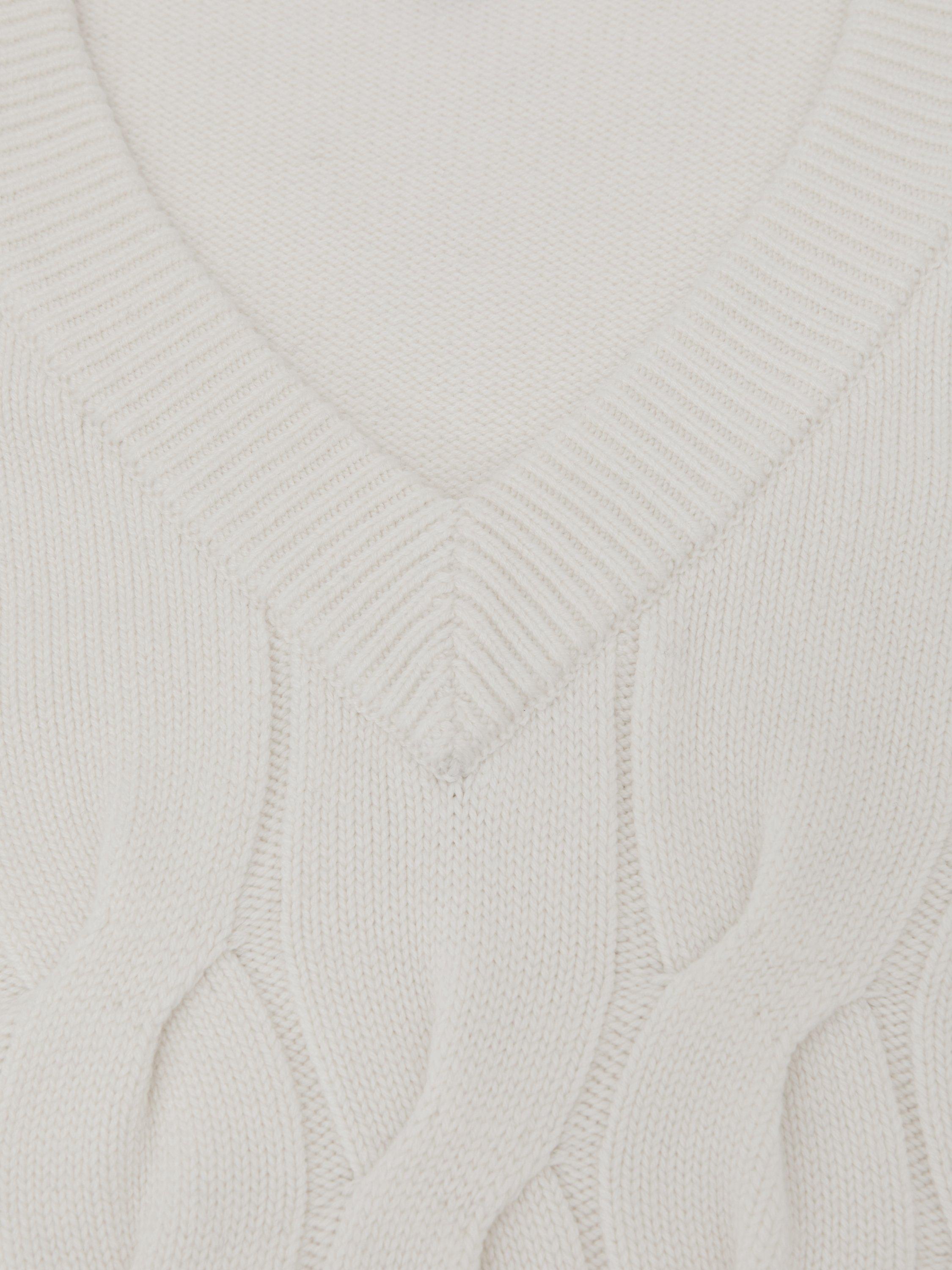 Product image 2 of 5, which shows Reiss Cable Knit V-Neck Wool Blend Vest, Winter White, S