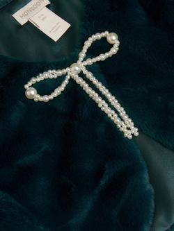 Monsoon Kids' Marie Faux Fur Shrug, Teal - view 2, Teal