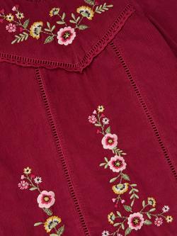 Monsoon Kids' Embroidered Corduroy Tunic Dress, Magenta - view 2, Magenta