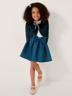 Monsoon Kids' Bow Pleat Mini Skirt, Teal, Teal