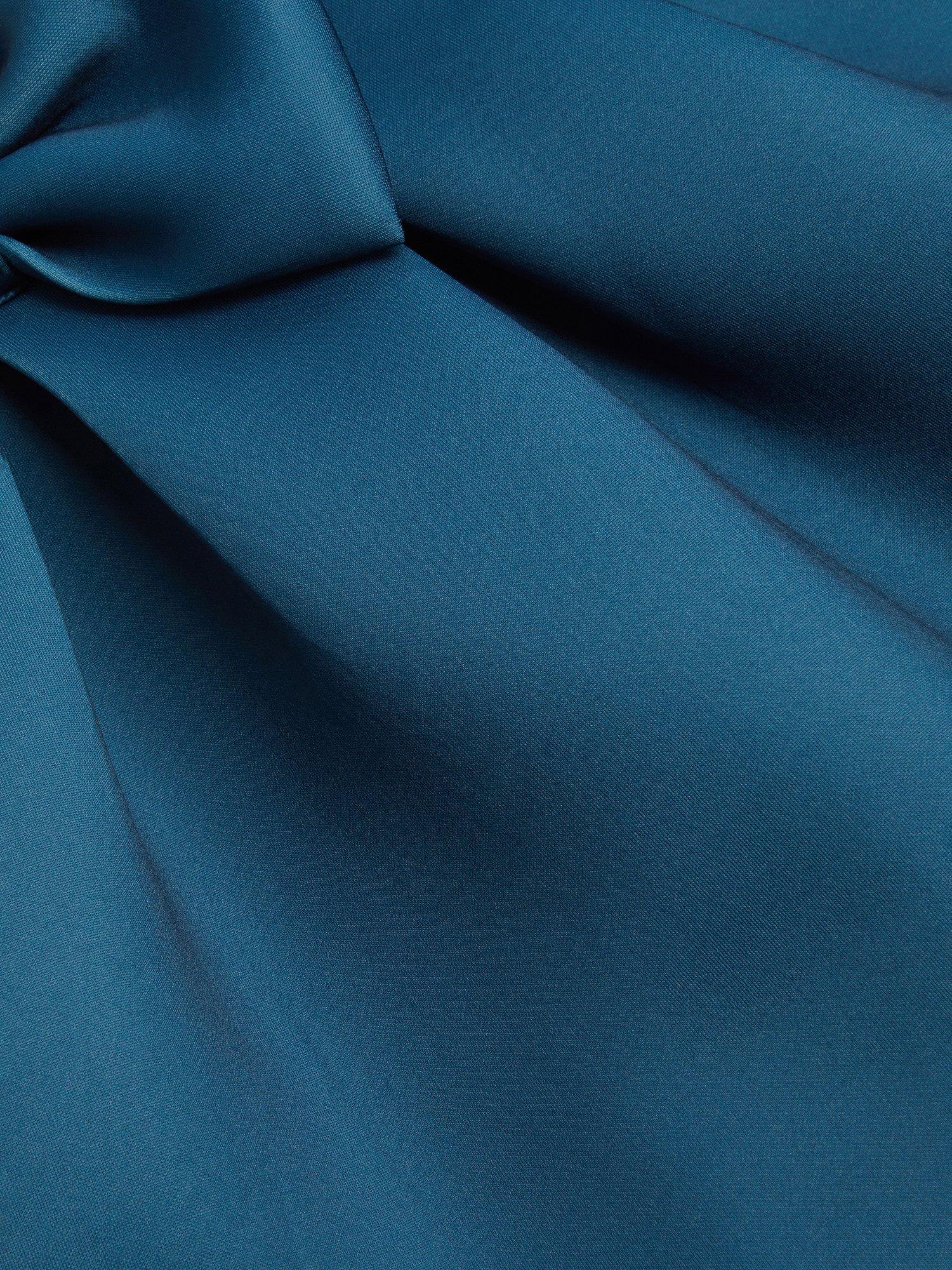 Product image 2 of 4, which shows Monsoon Kids' Bow Pleat Mini Skirt, Teal, 7-8 years