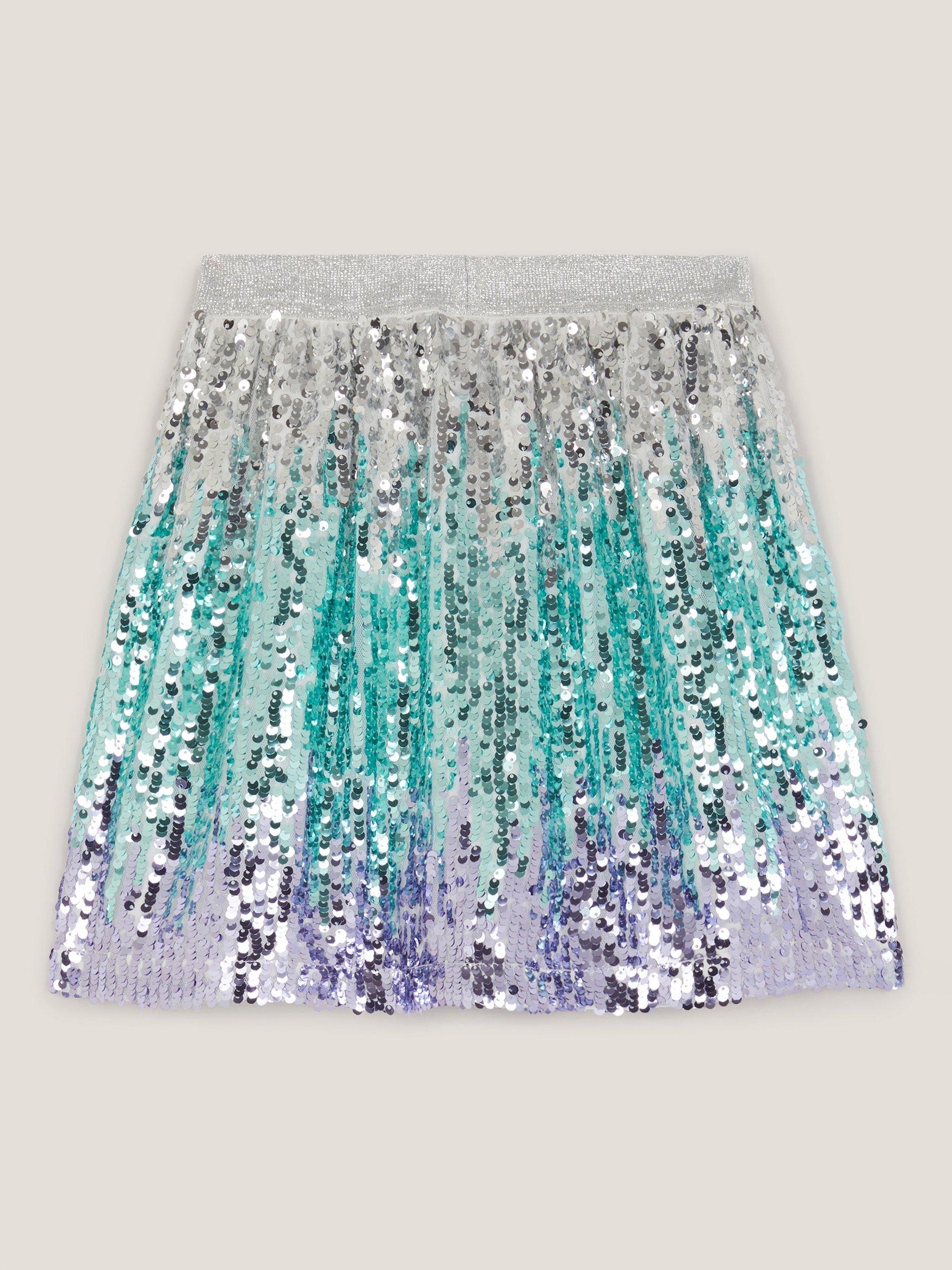 Product image 4 of 4, which shows Monsoon Kids' Mermaid Sequin Ombré Skirt, Multi, 3-4 years