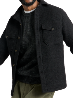SPOKE Wool Blend Straight Fit Overshirt, Black, Black