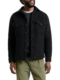 SPOKE Wool Blend Straight Fit Overshirt, Black - view 2, Black