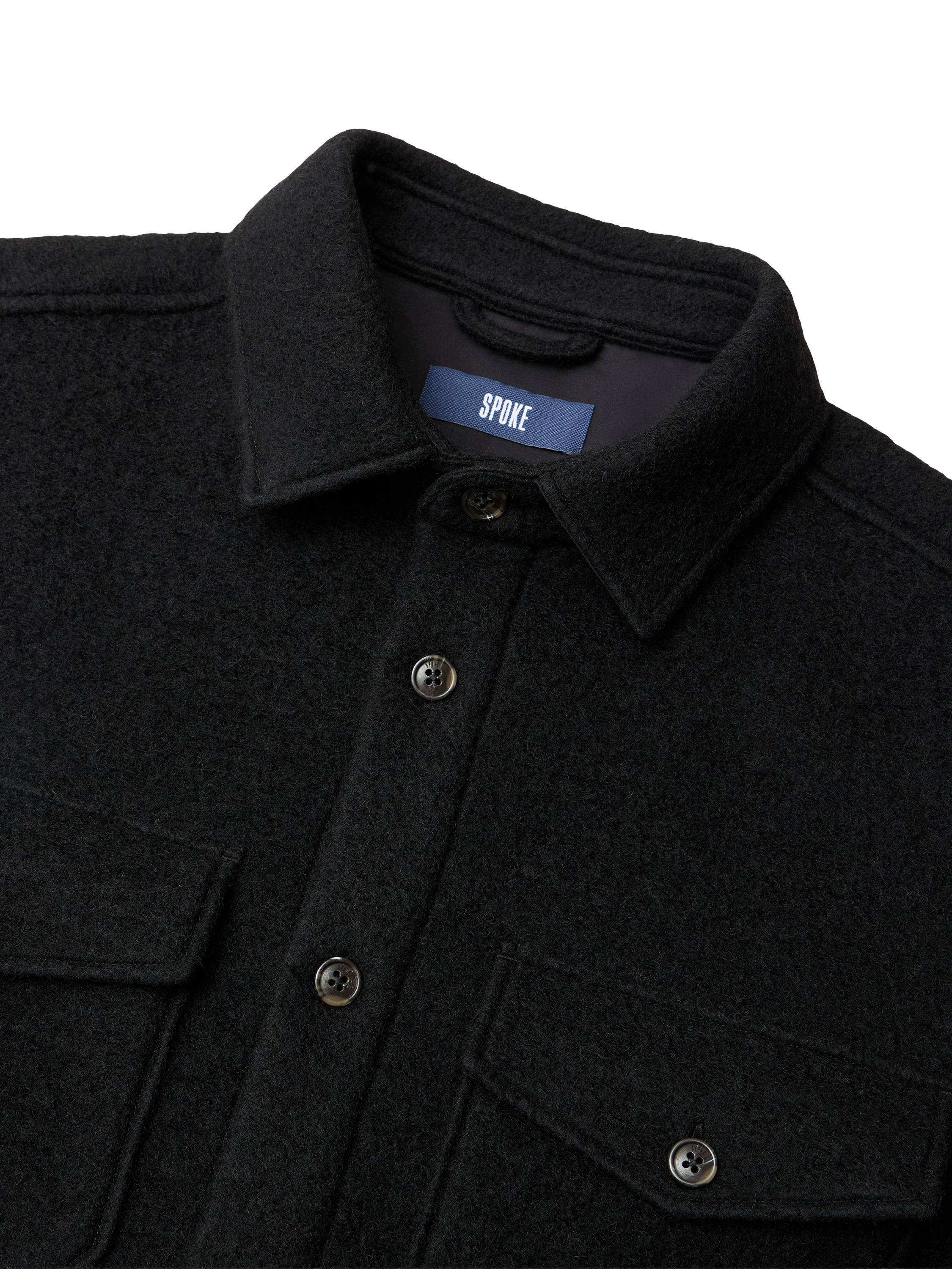 Product image 8 of 9, which shows SPOKE Wool Blend Straight Fit Overshirt, Black, M Reg