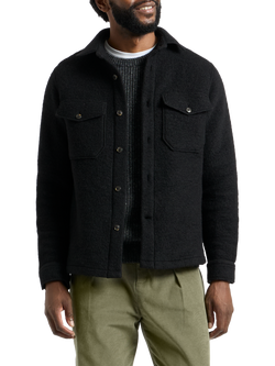 SPOKE Wool Blend Slim Fit Overshirt, Black, Black
