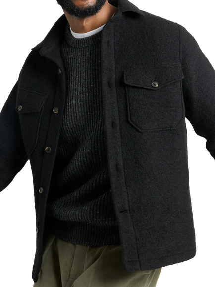 SPOKE Wool Blend Slim Fit Overshirt, Black - view 2, Black