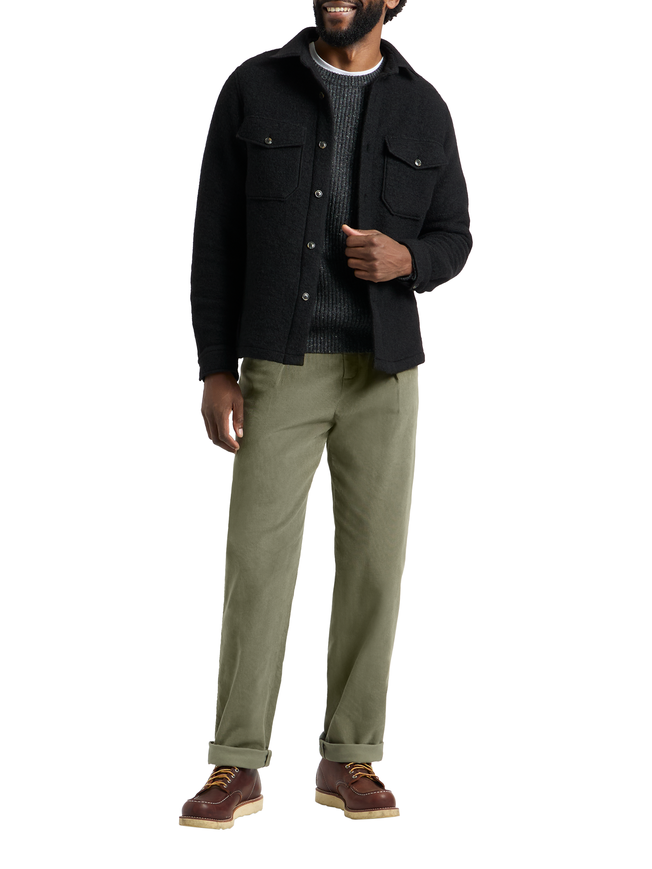 Product image 5 of 9, which shows SPOKE Wool Blend Slim Fit Overshirt, Black, S Sht