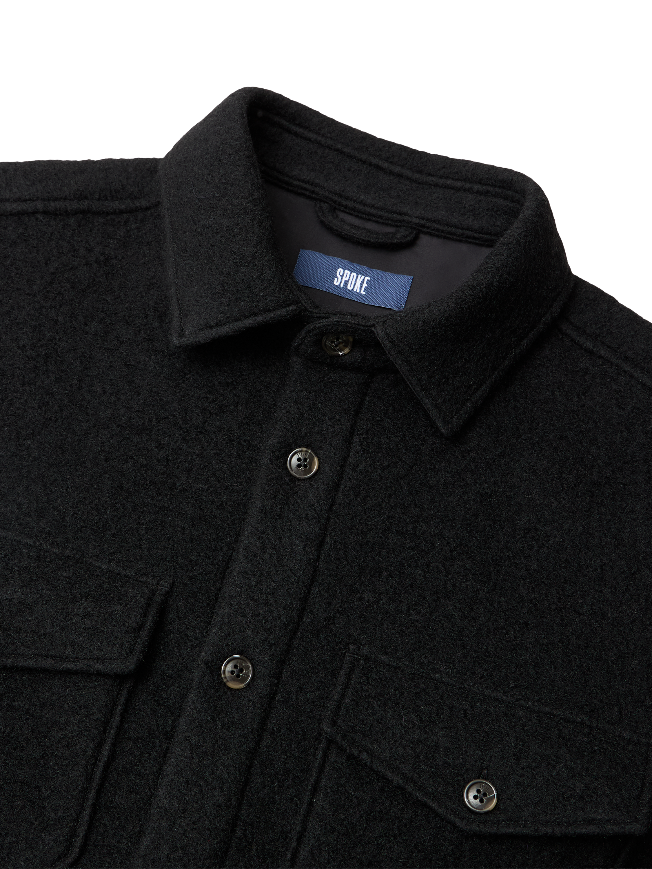 Product image 8 of 9, which shows SPOKE Wool Blend Slim Fit Overshirt, Black, S Sht