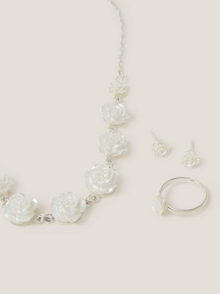 Monsoon Kids' Rose Jewellery Set, Ivory - view 2, Ivory