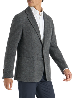 SPOKE Winter Jack Wool Blend Single Breasted Straight Fit Blazer, Charcoal, Charcoal