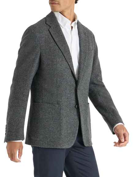 SPOKE Winter Jack Wool Blend Single Breasted Straight Fit Blazer, Charcoal, Charcoal