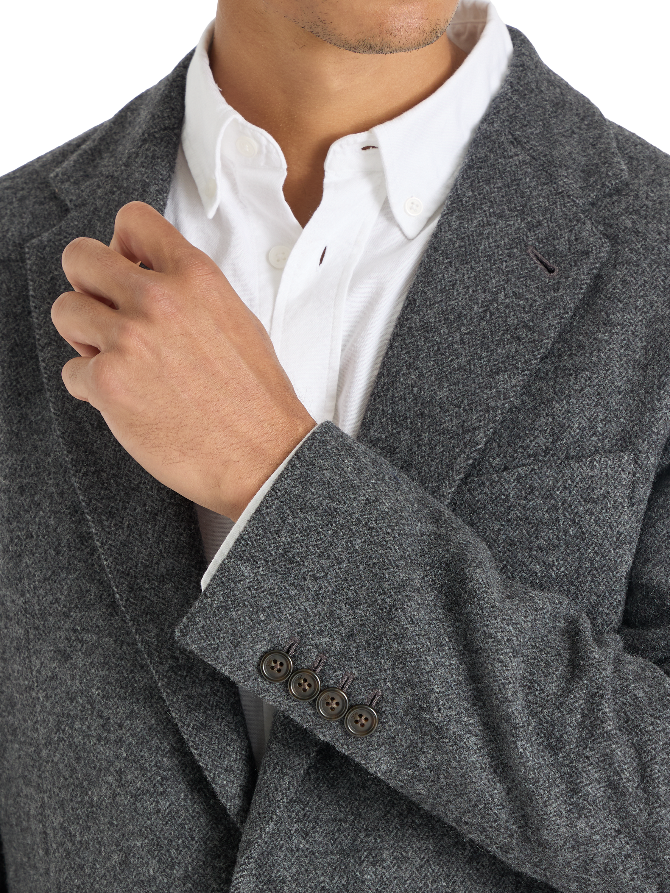 Product image 6 of 10, which shows SPOKE Winter Jack Wool Blend Single Breasted Straight Fit Blazer, Charcoal, 40S