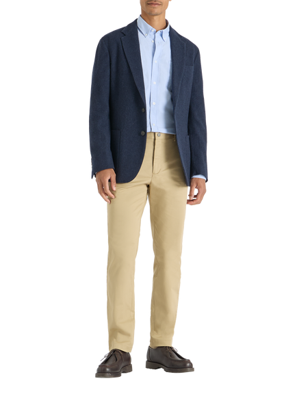 SPOKE Winter Jack Wool Blend Single Breasted Straight Fit Blazer, Navy, Navy