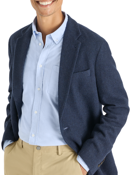 SPOKE Winter Jack Wool Blend Single Breasted Straight Fit Blazer, Navy - view 2, Navy