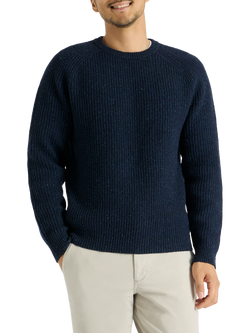 SPOKE Wool Blend Fisherman Knit Donegal Slim Sweater, Amity Blue, Amity Blue